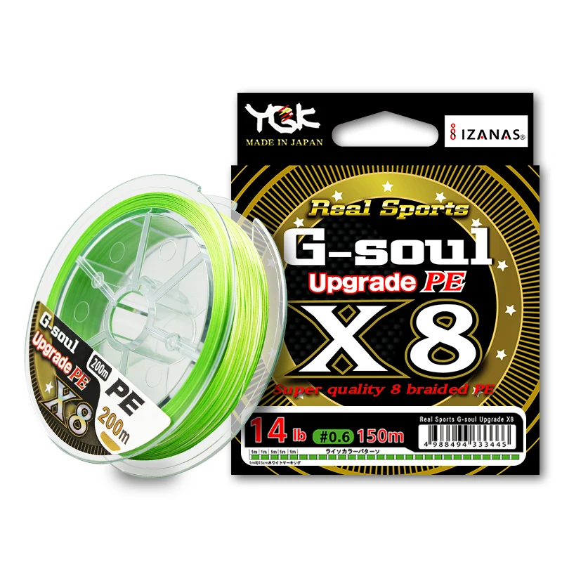 YGKX G-SOUL X8 Original Japan Upgrade Geflochtene Angelschnur Superstark 8-Strang Multifilament PE-Schnur 150/200M Geflochtene Schnur