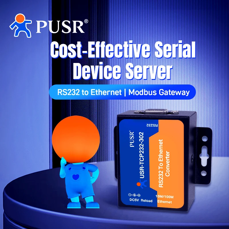 PUSR-RS232 a Ethernet, TCP, IP, compatible con DNS, DHCP, web integrado, Modbus Gateway USR-TCP232-302