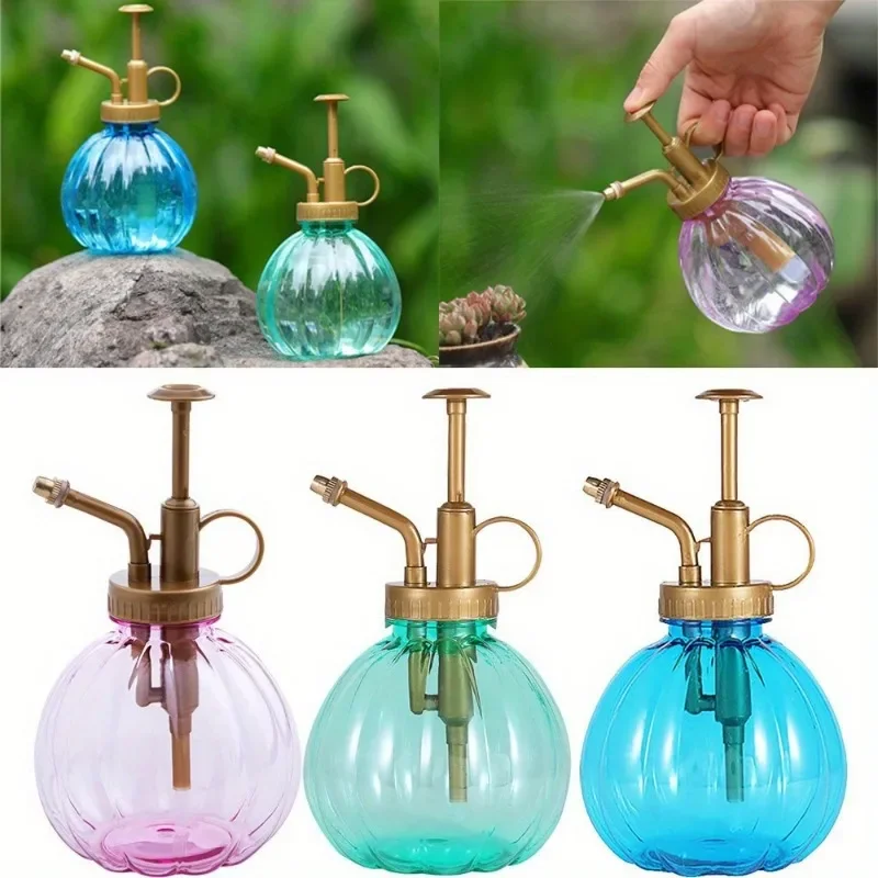 Vintage Creative Pumpkin Shape Plastic Succulent Flower Raising Sprinkler Pot Colorful Garden Press Sprayer Watering Decor