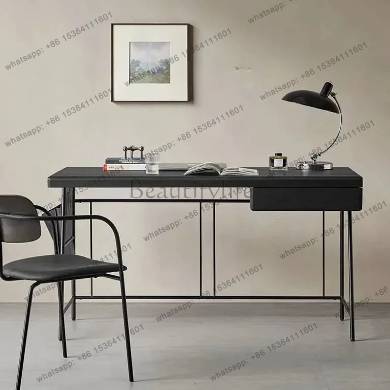 

yj32 Italian minimalist medieval style solid wood desk home modern study design computer desk