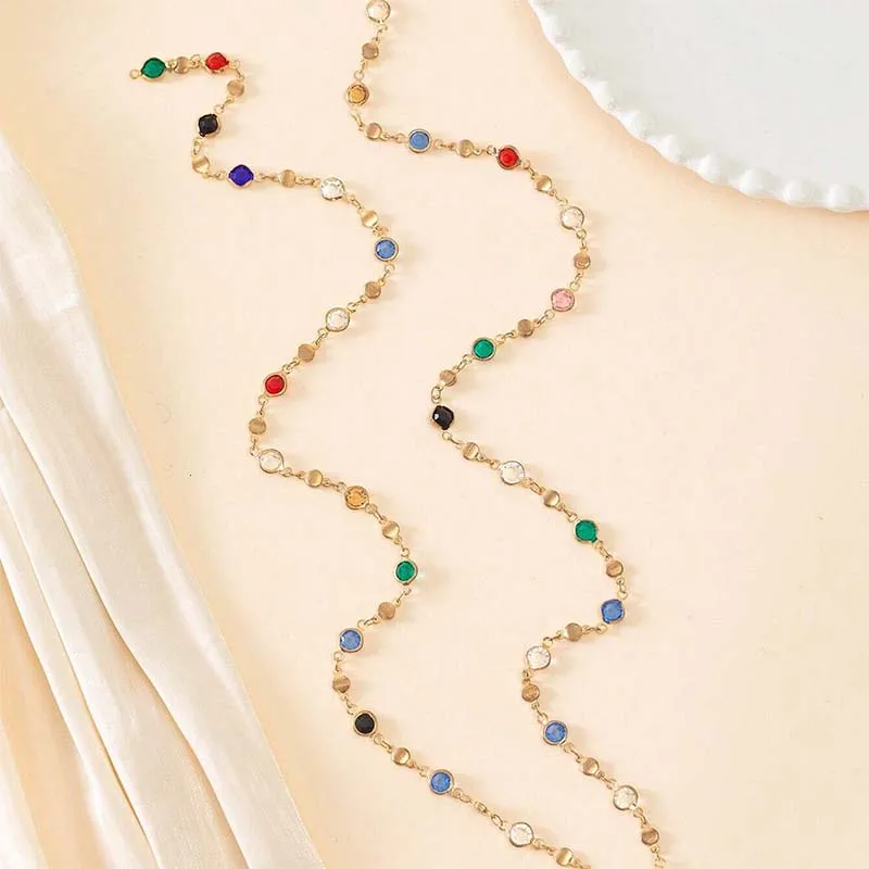 LATS جديد فاخر ملون طويل شرابة قلادة للنساء لامعة حجر الراين كريستال الزركون المختنق البوهيمي بيان مجوهرات هدايا #4