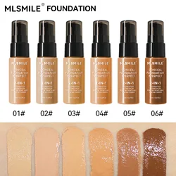 MLSMILE 6 color Powder Foundation long-Lasting Waterproof, Moisturing Sweat resistant and easy to open Oil-control concealer