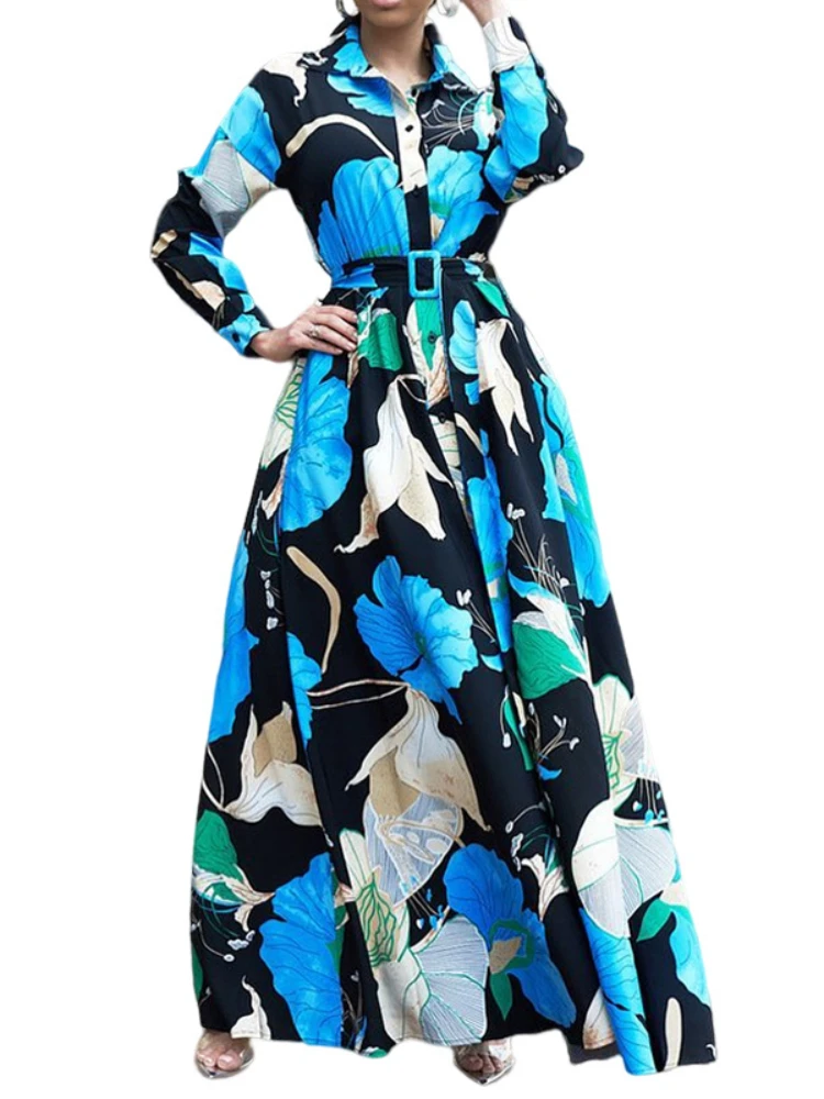 Dresses Floral Abaya Dubai Printing Robe Eid Muslim Women Dress Islam Female Kaftan Ramadan Party Abayas Gowns Maxi Jalabiya