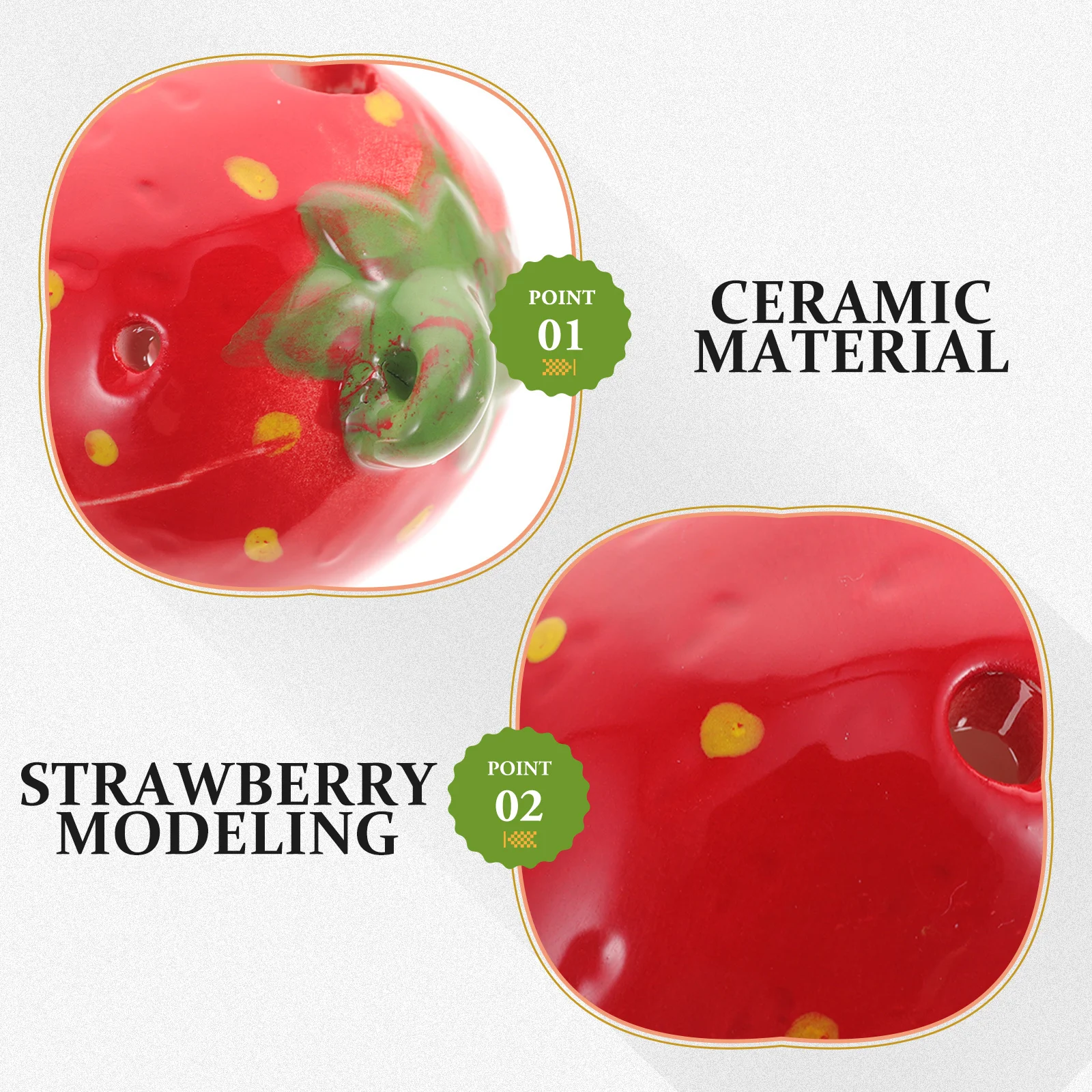 

1Set Strawberry Shaped 6 Holes Ceramic Ocarina Easy to Blow Good Sound Reliable for Learners Ceramic Ocarina Ethnic Instrument