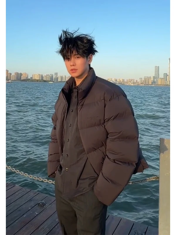 

Высококачественная мужская зимняя куртка с воротником-стойкой, утепленная, на хлопковой подкладке, теплая, объемная, верхняя одежда, прямого кроя, с длинными рукавами