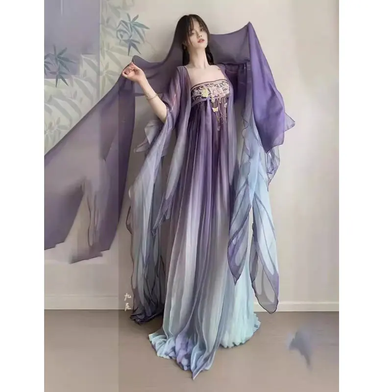 Purple Hanfu Dress Women Plus Size Long-sleeved Shirt Elegant Ancient Chinese Traditional Clothes Women Girls Dresses Party Suit