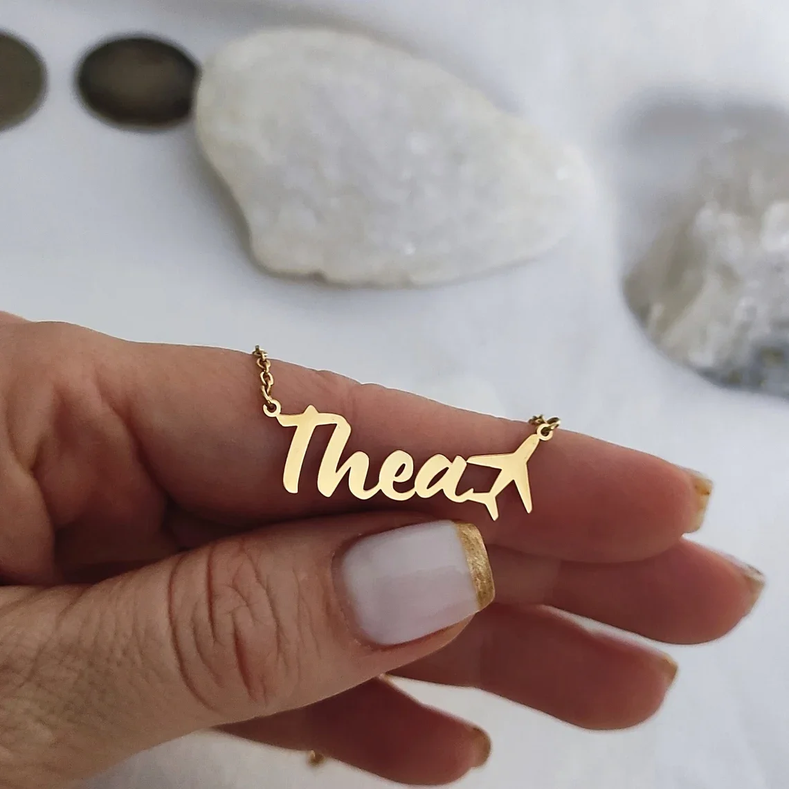 Collar personalizado con nombre para mujer con avión, colgante de avión de corazón personalizado de acero inoxidable, regalo de joyería de cumpleaños