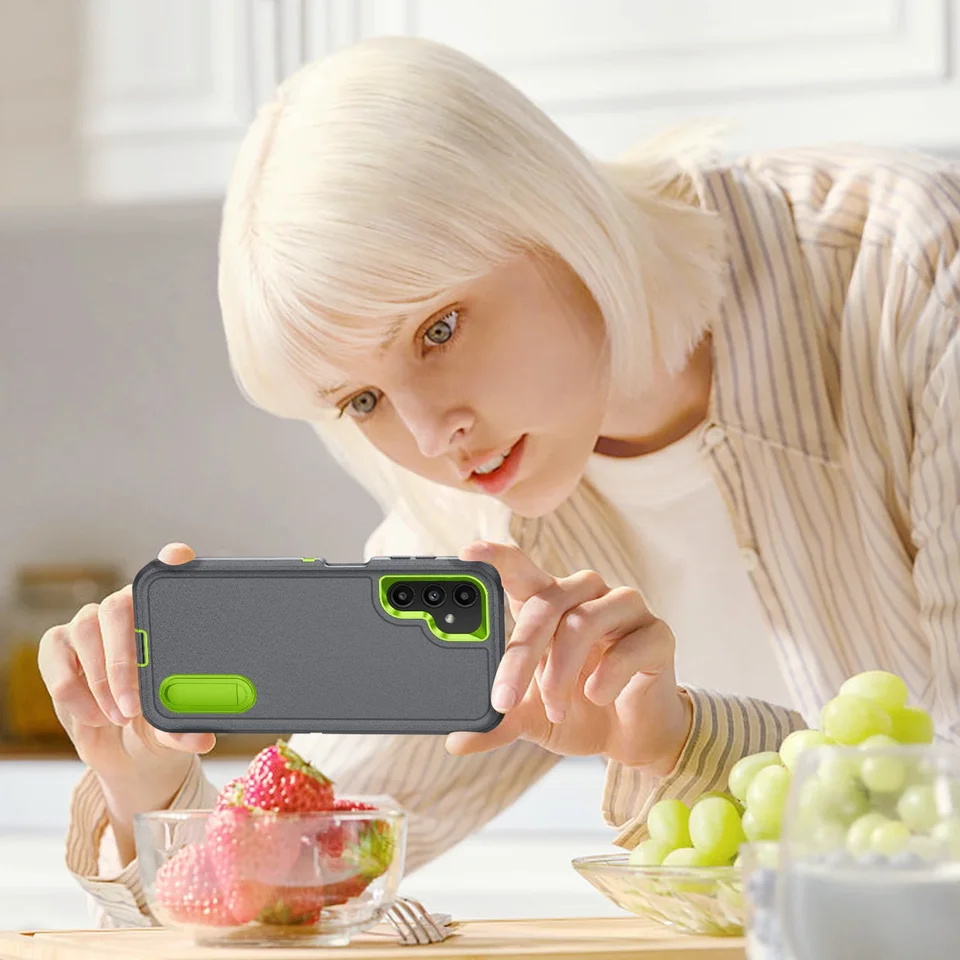 Funda Protectora Anti-Golpes para Samsung Galaxy S23 FE S24 S25 S26 Ultra S22 Plus A17 A56 A36 A16 A06 A15 A54 Con Soporte 3