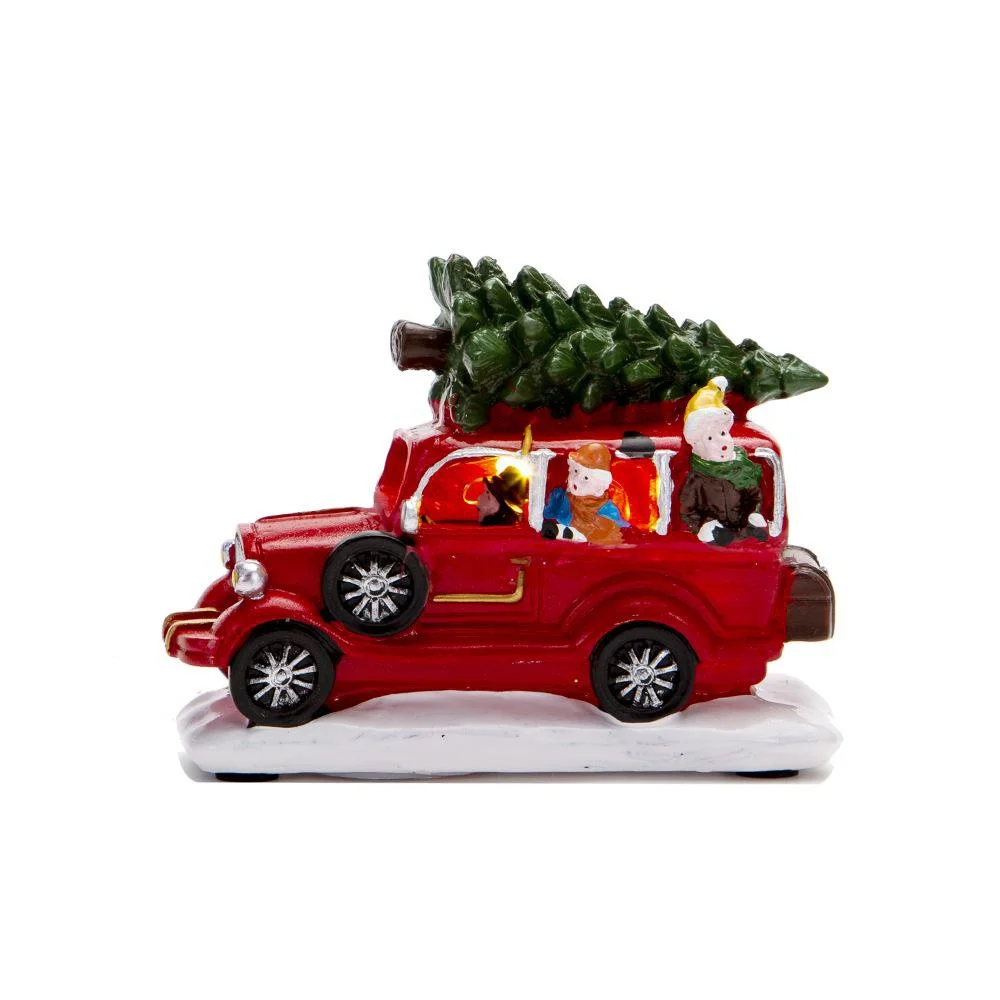 New Christmas Luminous Small Truck Car with Lamp Resin Christmas Window Display Crafts Home Decoration Valentine's