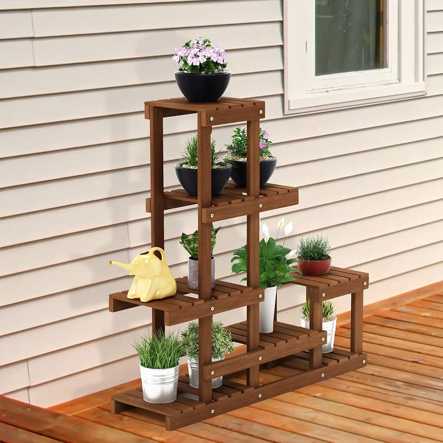 

Hardwood Patio Furniture Outdoor Flower Stand in Teak Oil, Natural