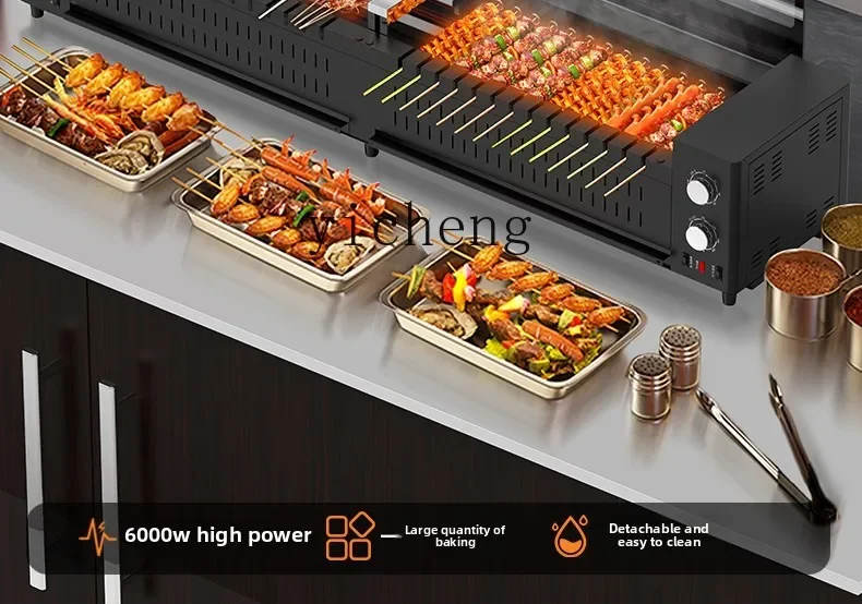 Multifunctional Skewers Machine Commercial Smokeless Automatic Rotating Electric Lamb Skewers Machine BBQ Filec28 view 5