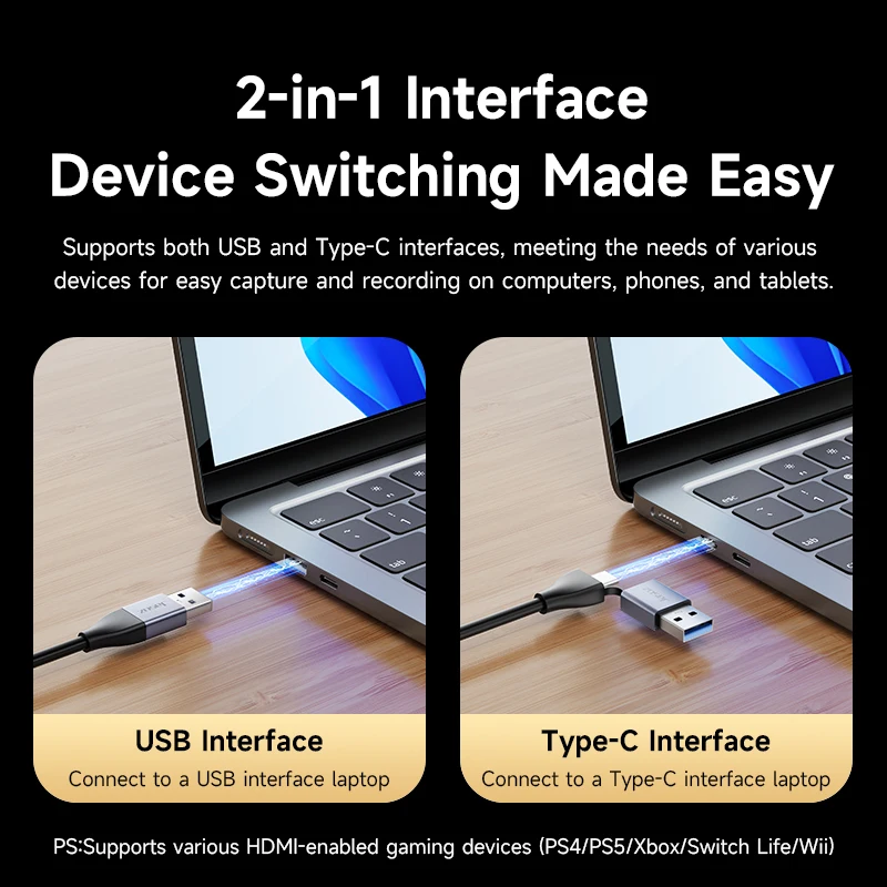Jasoz Video Capture Card PD 100W 4K HDMI to USB Type-C Video Grabber for Switch Xbox PS4/5 Gaming Live Streaming Video Recorder