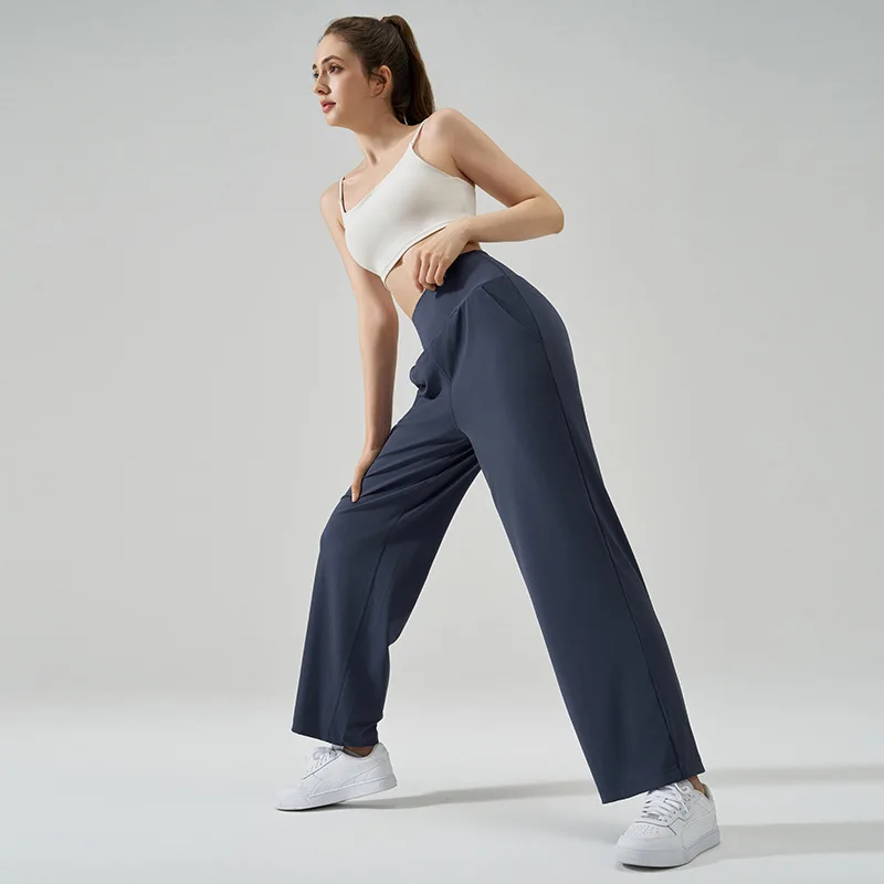 

Женские брюки для йоги с высокой талией и широкими штанинами, дышащие, мягкие, струящиеся, прямые, повседневные, для тренировок и на каждый день, коллекция 2026