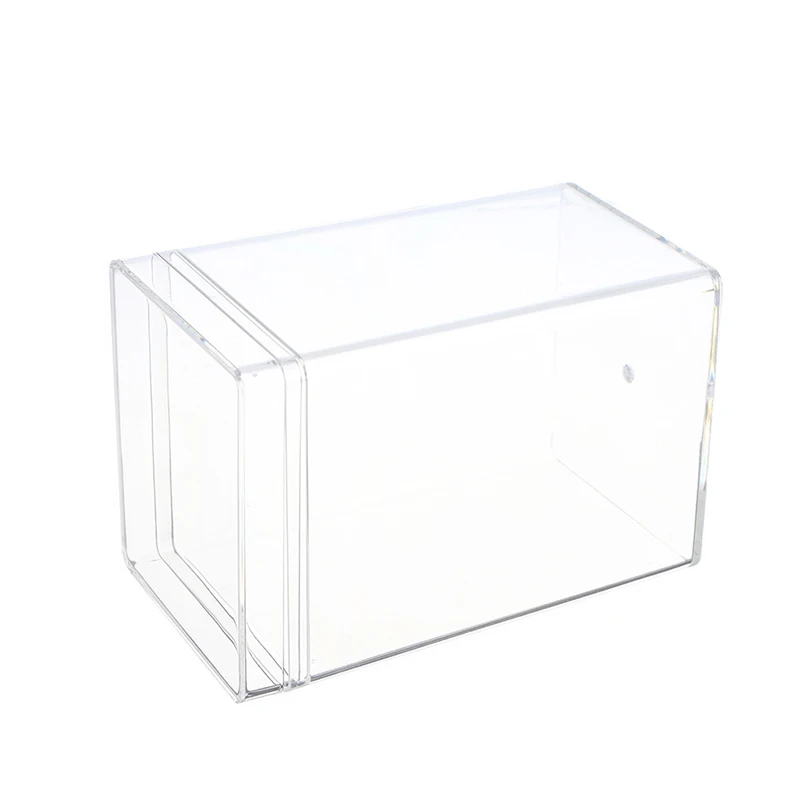 Caja de plástico transparente con solapa Rectangular, caja de embalaje para tarjetas de visita, almacenamiento de artículos pequeños, suministros de Arte de uñas