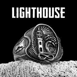 Lighthouse Ocean Sailor Men Rings Stainless Steel Women Jewelry Vintage Punk Rock Cool Stuff Fashion Accessories Gift Wholesale