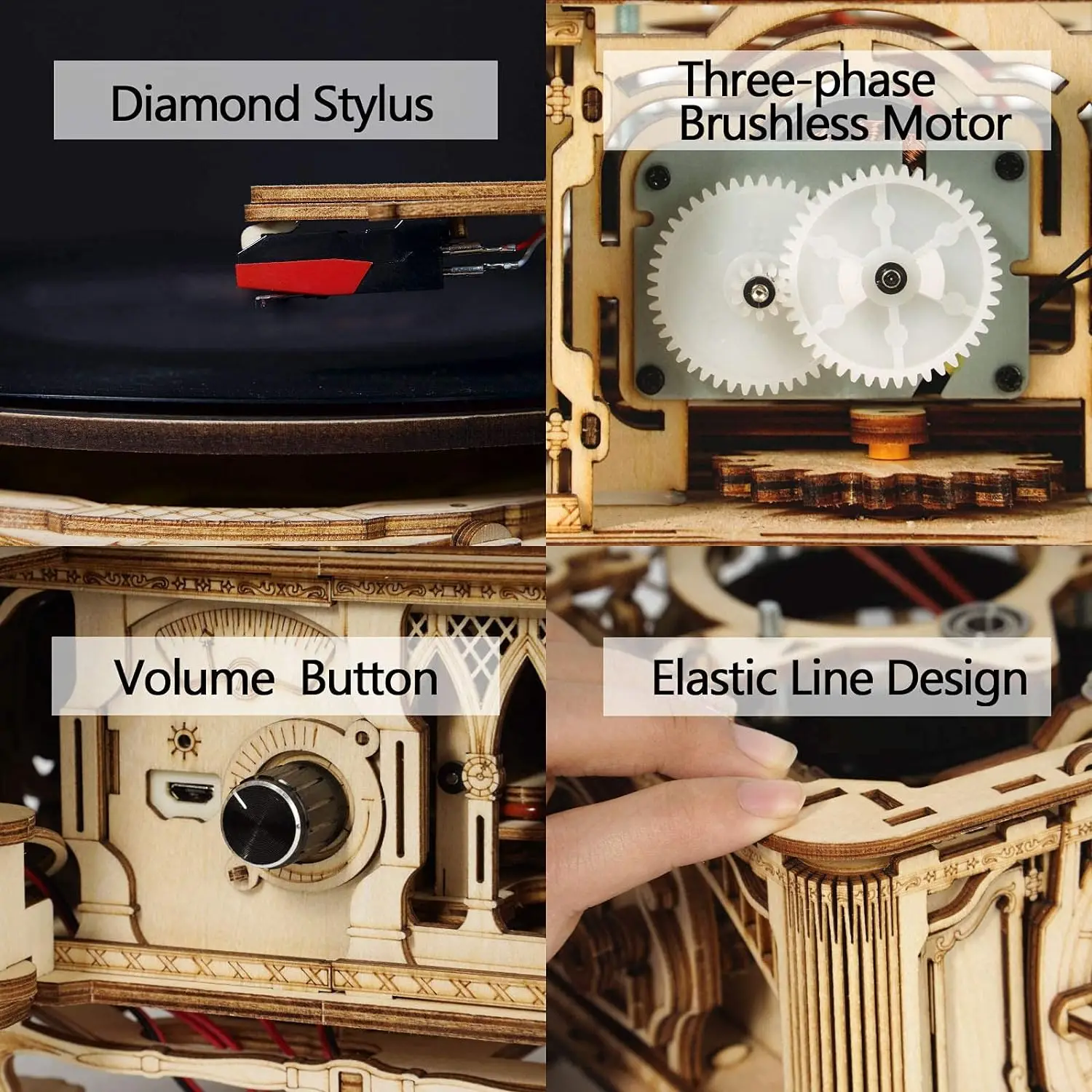 DIY Retro Gramophone 3D Wooden Puzzle Model Kit 2