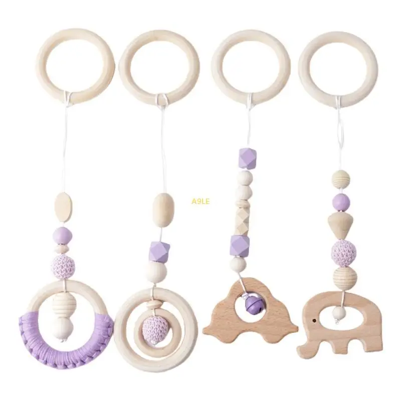 4pcs/مجموعة خشبية الزان الطبيعية Teether Newborn Baby Toy Toy Boy Boy Boy
