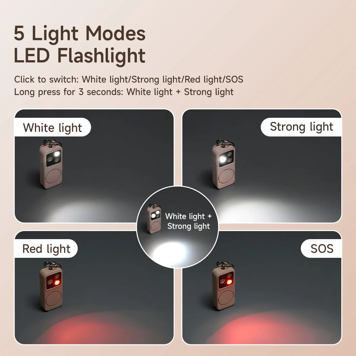 MOSLIGHTING Personal Self Defense Alarm 150db for Girl Women Security Alarm with SOS Lighting Anti-wolf Keychain Emergency Alarm