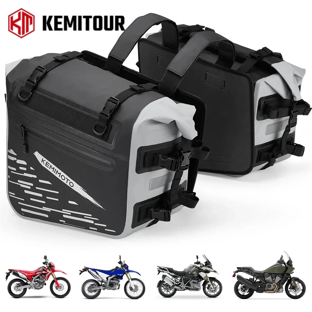 Motorcycle Saddlebags Waterproof (35L*2) 70L Side Saddle Bags Touring Street Bike ADV Motorcross Travel Luggage Bag Pannier Bags