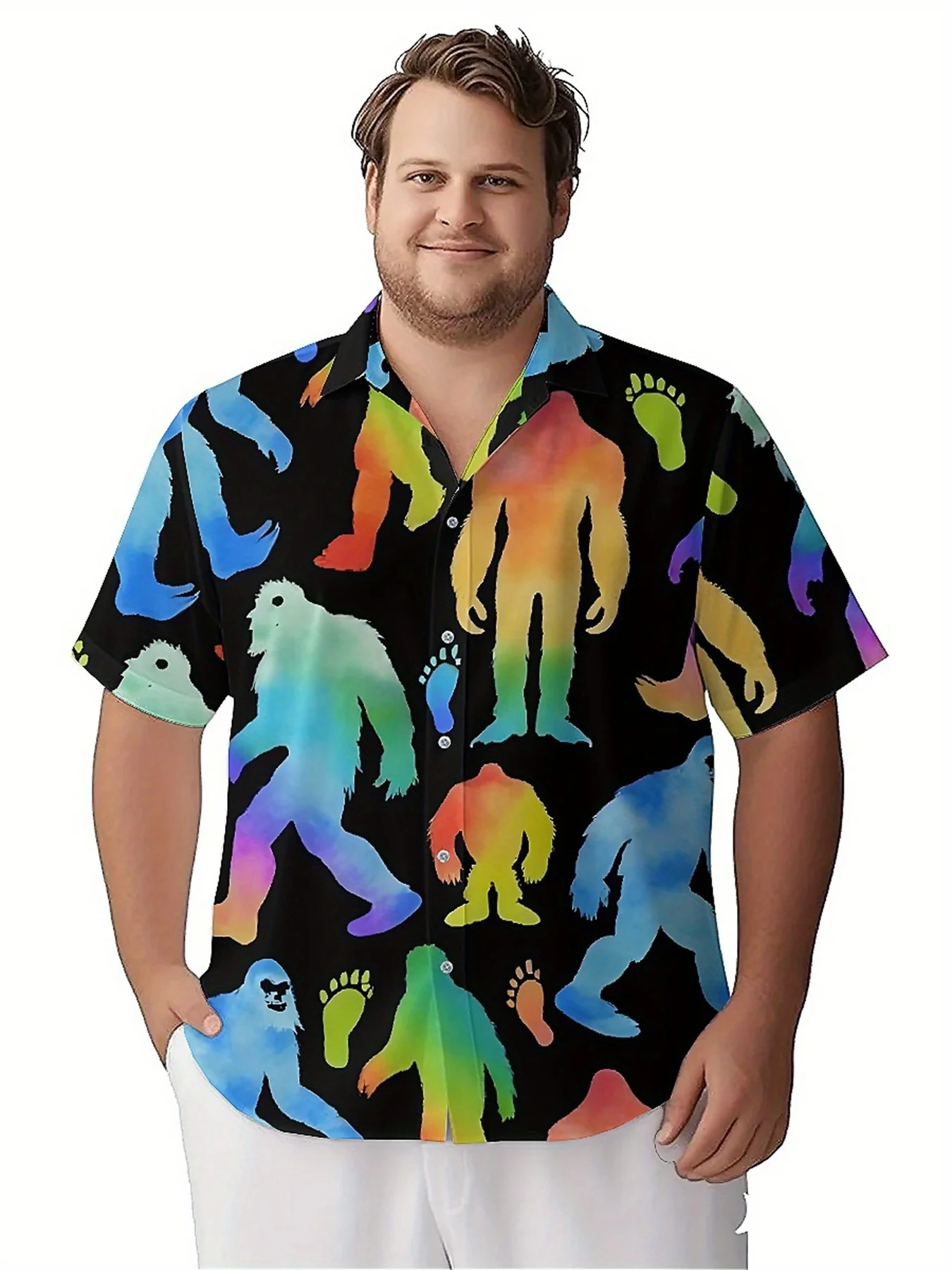 Men's Plus Size Hawaiian Shirts Mysterious Creature Camouflage Pattern,New in Summer Fashion Tops,Hip Hop Rock Streetwear