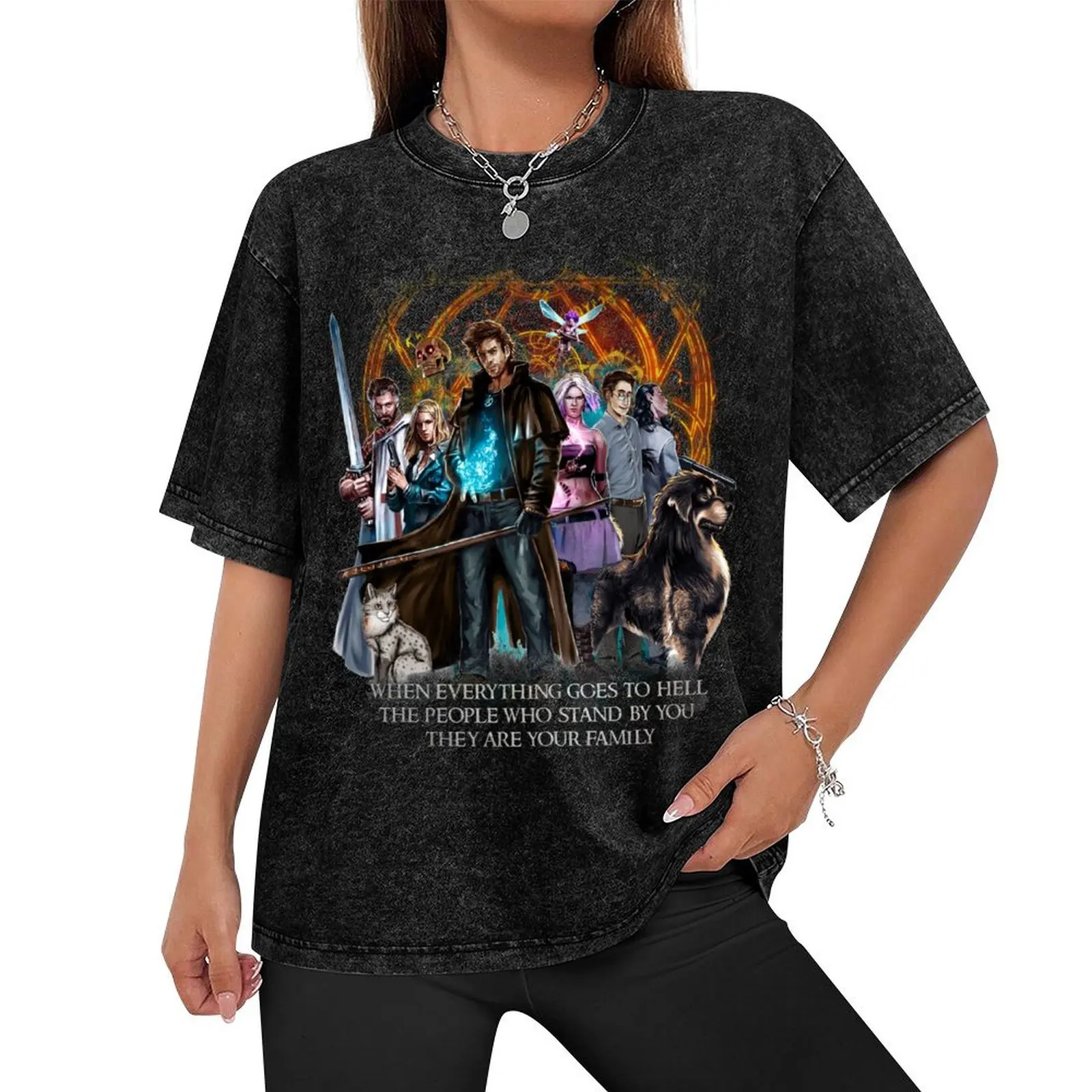 Harry Saving The World With Friends Dresden Files T-Shirt anime tshirt customs design your own customizeds outfits for men