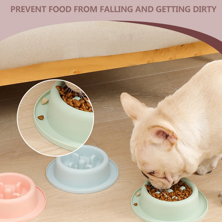 1pc Pet Dogs and Cats Slow Food Bowl Puzzle Non-Choking Non-Slip Slow Feeder Plastic Plate Bowl Pet Feeding Bowl