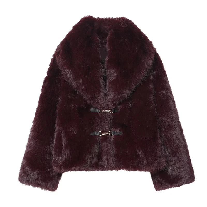 

Women's Faux Fur Coat Autumn Winter Fashion Turn-down Collar Long Sleeve Jackets Coats Streetwear Female Outerwear Chic Tops