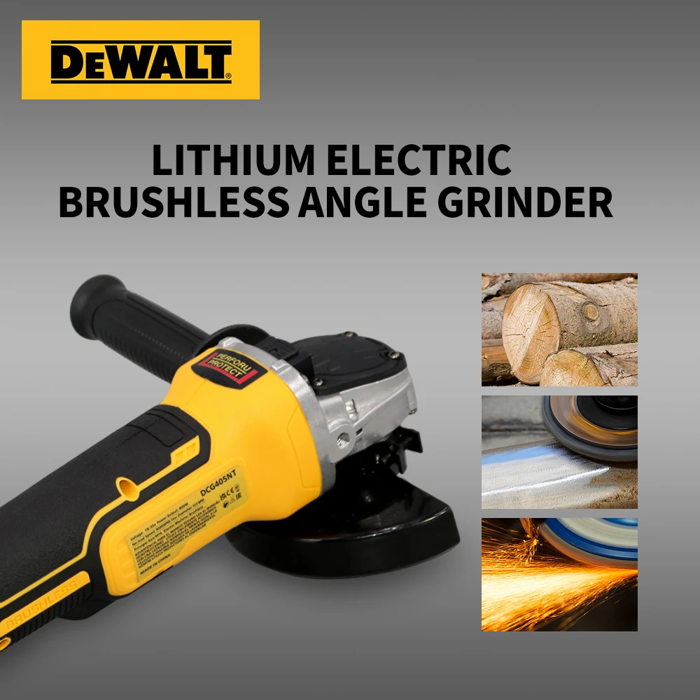 DEWALT DCG405 100/125MM Brushless Lithium Angle Grinder Charging Electric Polishing Machine Metal Cutting Machine Polishing