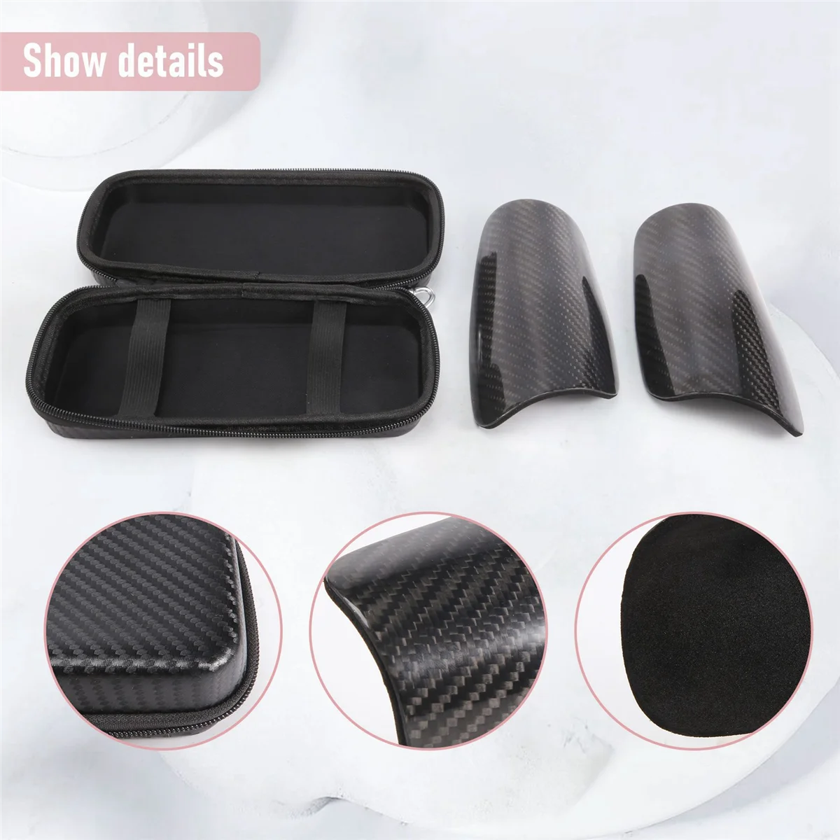 

B17CB Carbon Fiber Soccer Shin Guards with Carry Case Breathable Professional Hard Shin Pad for Kid,Youth,Adult