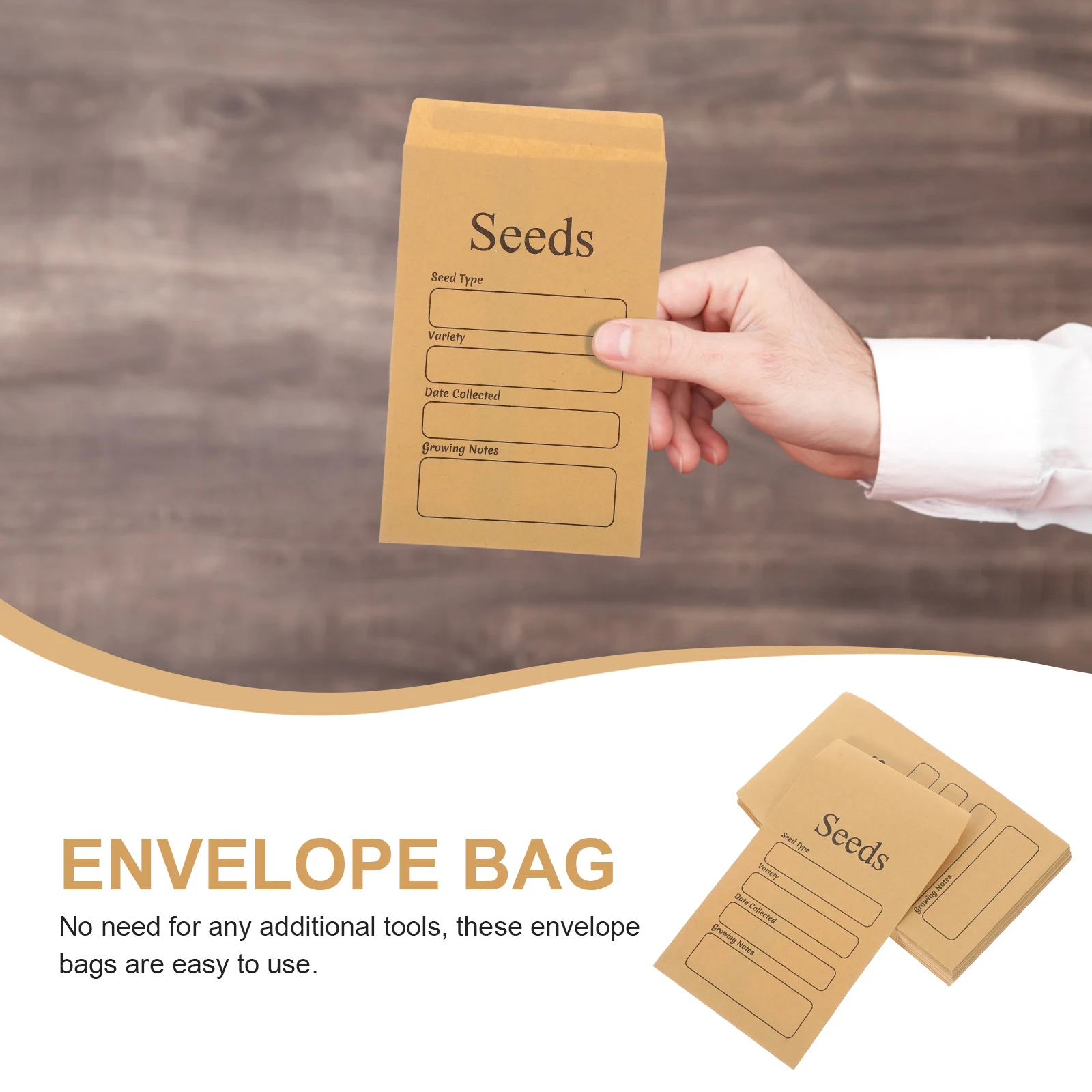 

50pcs Kraft Paper Seed Envelopes Lightweight Compact Safe Material Storing Small Items Versatile Use Gardening Supplies Mini