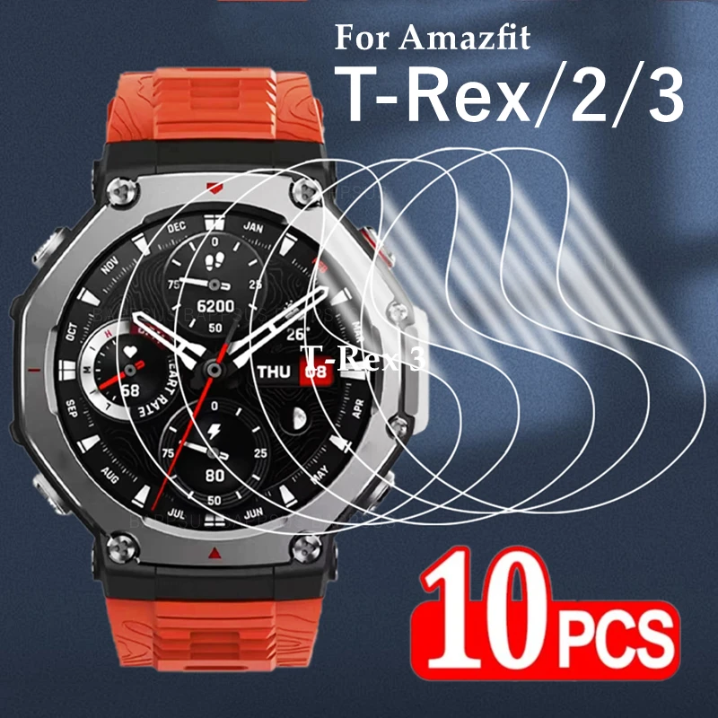 1-10Pcs Soft Film For Huami Amazfit T-REX 2 3 Screen Protector Smart watch TPU Hydrogel HD Anti-Scratch Films For T-REX3 T-REX2