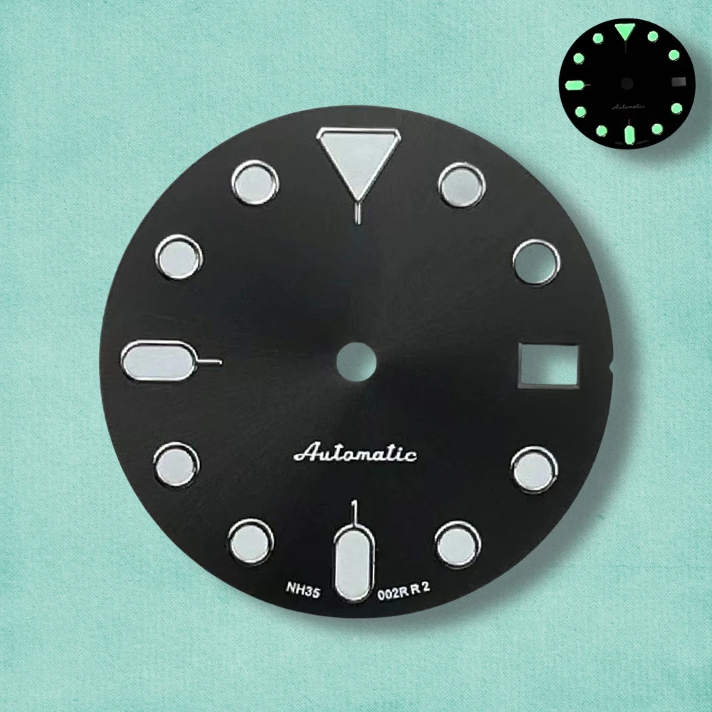 28.5mm S Logo NH34/NH35 SUB/SKX007 Dial Fit NH34/NH35/NH36 Movement Green Luminous High Quality NH34/NH35 Accessories ﻿