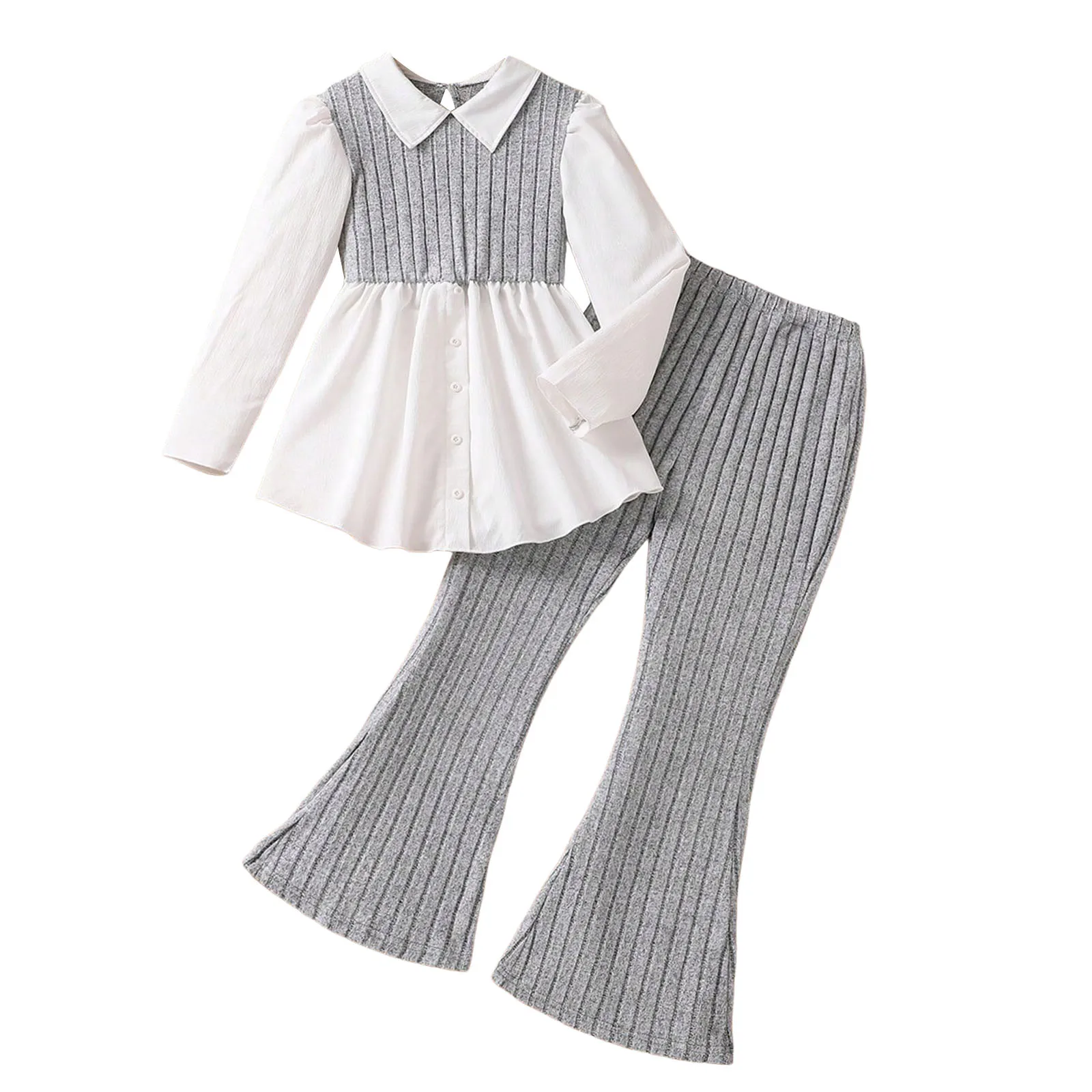 

Baby Girl Outfits 6-9 Months Girls Fashionable And Comfortable Set Long Sleeved Top Flared Pants Casual Two Baby Dolls Close