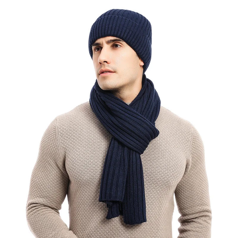 3Pcs/set Fashion Trend Scarf Hat Glove For Men And Women Winter Luxury Knitted Thickened Warm Three Piece Set Accessories Gifts