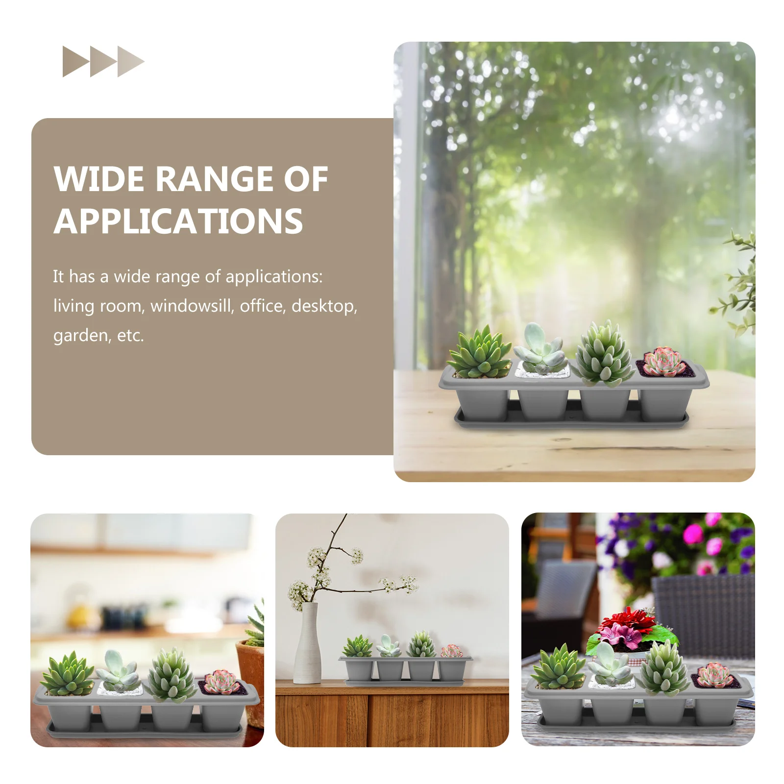 

2pcs Square Grey Plastic Succulent Flower Pot Household Planting Pot Planter Bonsai Pots For Desktop Decoration