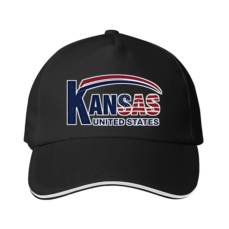 

Kansas America Flag USA United States Custom Peaked Cap Baseball Cap Summer Name Dad Team Sun protection Mesh Trucker Breathable
