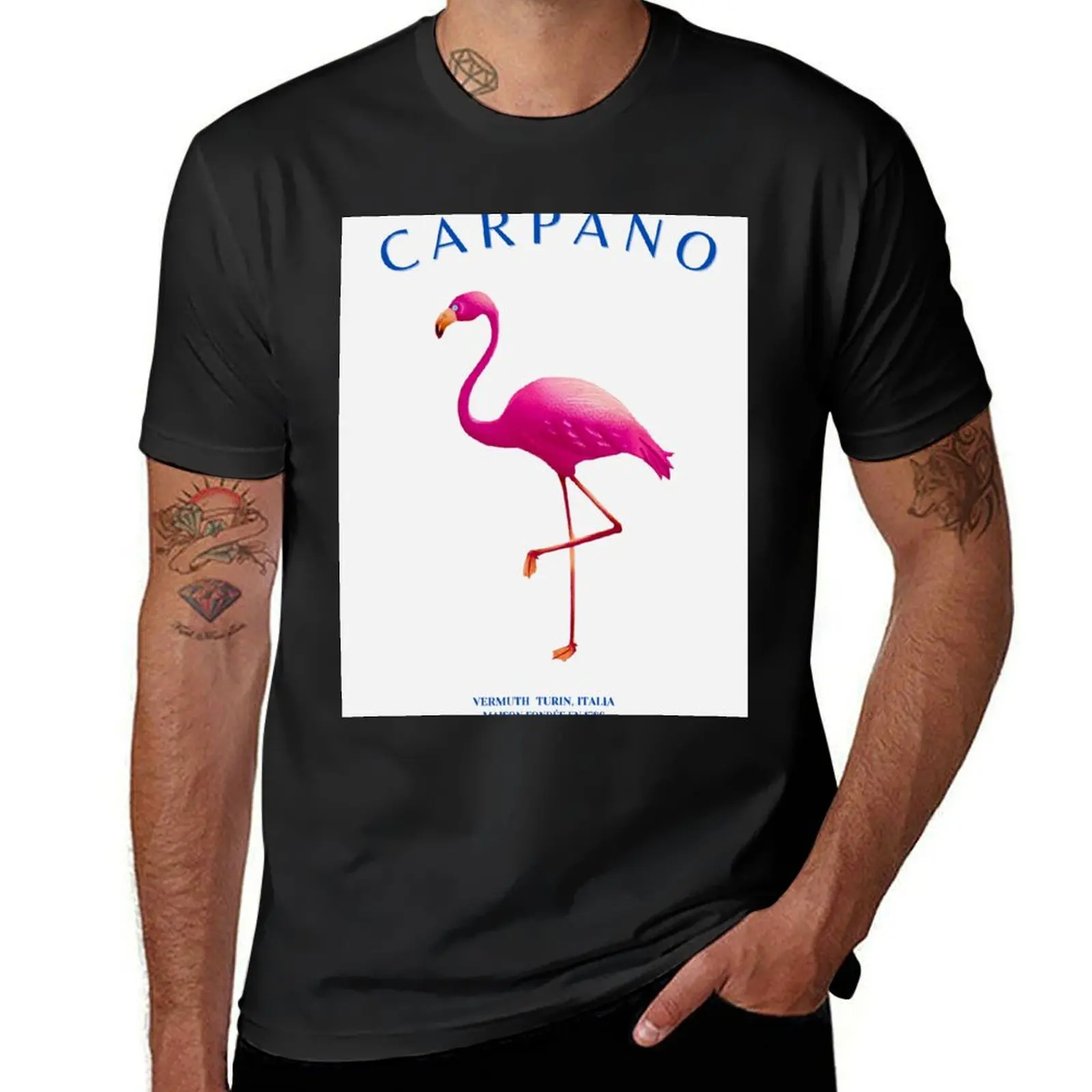 Original white vintage Italian Carpano Vermouth Martini Aperitif pink flamingo motif vintage advertising poster ad T-Shirt