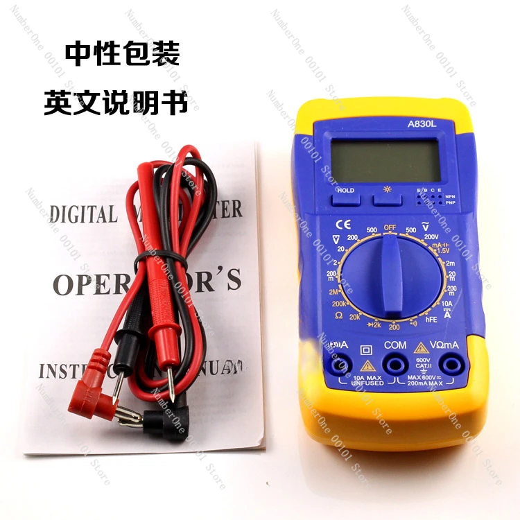 High-Quality Hot Sale A830l Digital Universal with Protection Multimeter Backlight Buzzer Function 3-Bit Semi-Containing Battery