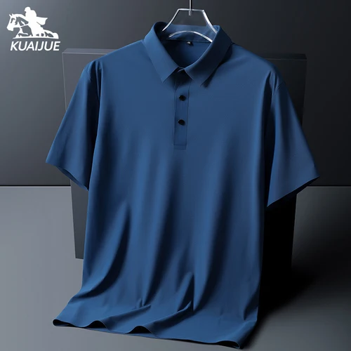 Imagen 2 del producto Camisa polo para hombre 6XL 7XL 8XL novedad de verano, polo de manga corta para hombre de alta calidad, polo informal de negocios de seda helada para hombre 2212