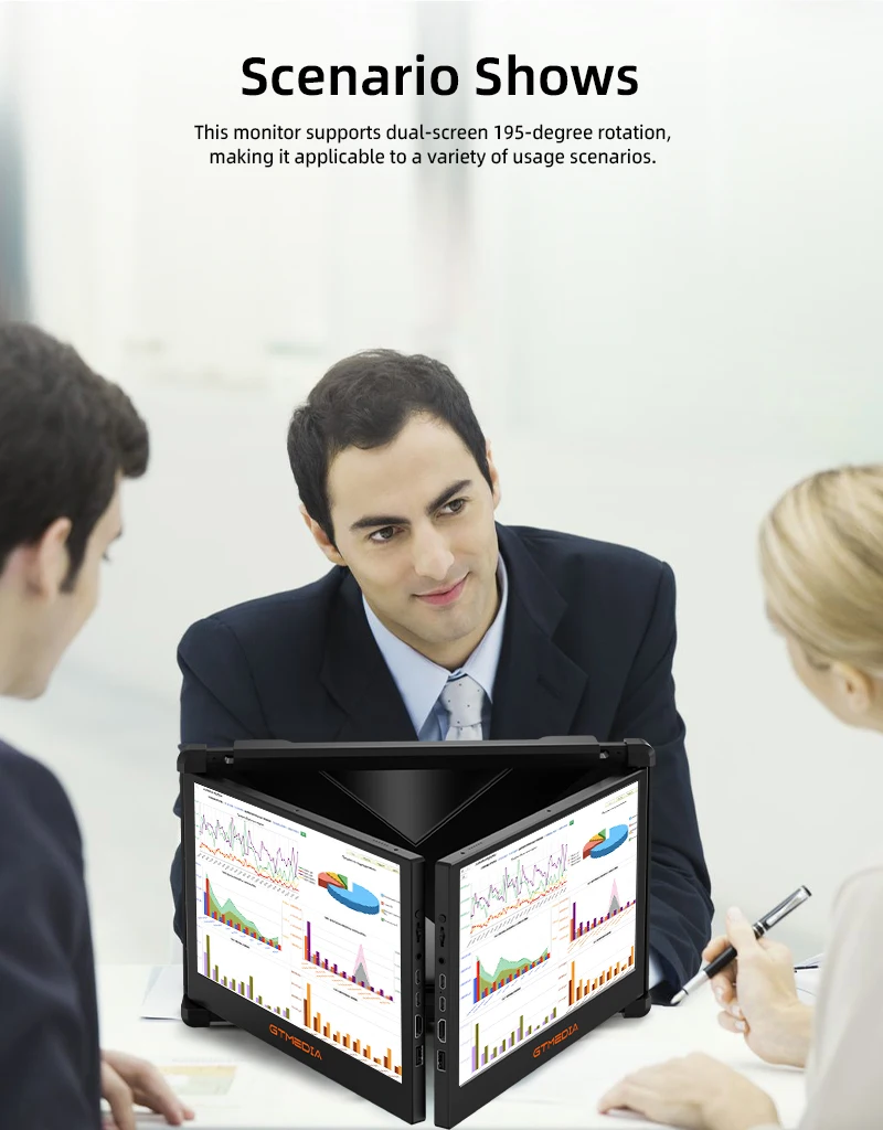 GTMEDIA-Mate X Monitor Portátil, Dual Extender Screen, 11.6 ", USB C, HDMI, Multi-sistema, Compatível para Laptop, Telefone, ect