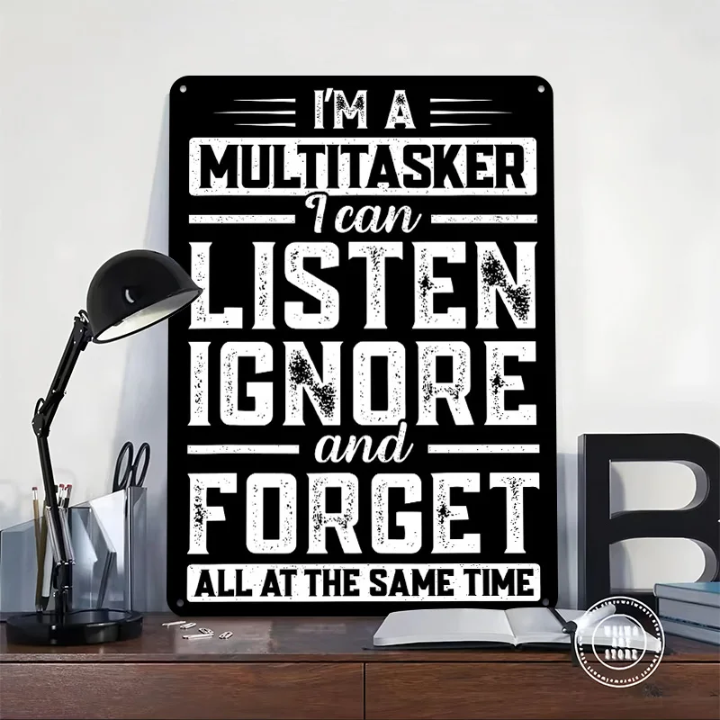 Multitasker Funny Sarcastic Quote 3D Texture Metal Poster Customized Wall Art Tin Sign Gift for Mancave Luxury Decoration Home