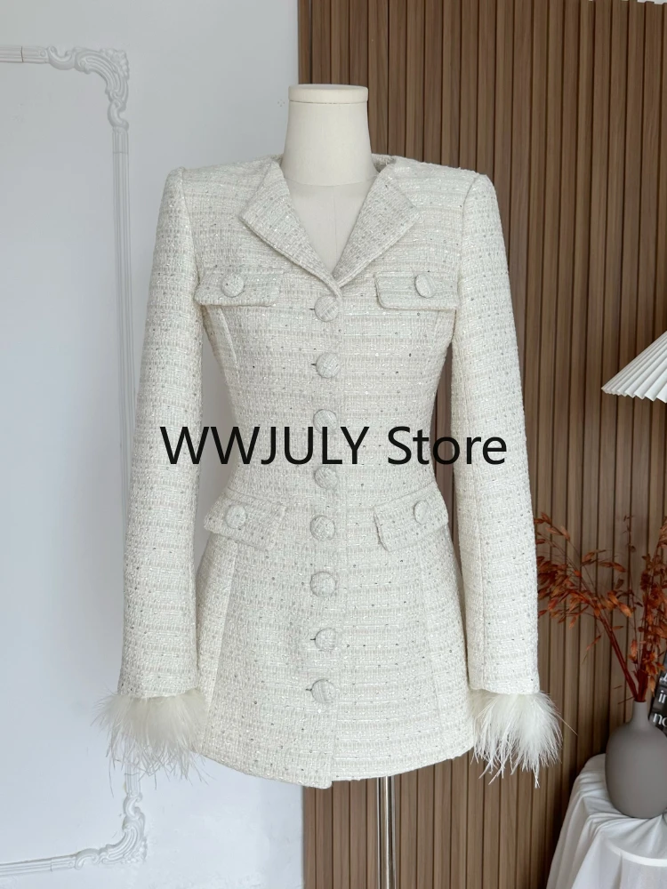 French Elegant Blazer Coat Woman Casual Slim Long Sleeve Jackets Office Lady Warm Solid Korean Fashion Clothing 2023 Autumn Chic