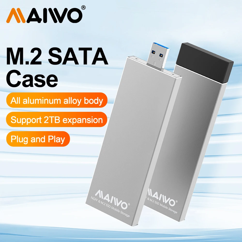 MAIWO-M.2 Gabinete SSD NGFF, SATA para USB 3.0, Caixa adaptadora para NGFF SATA SSD Disk Box, 2230 2242 2260 2280 M2 SSD