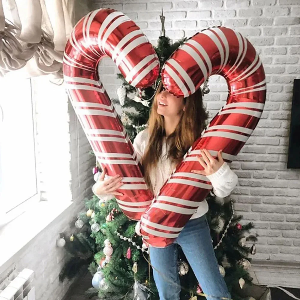 2pcs 85x40cm Inflatable Christmas Candy Cane Stick Balloons Outdoor Candy Canes Decor for Xmas Decoration Supplies 2024 Navidad