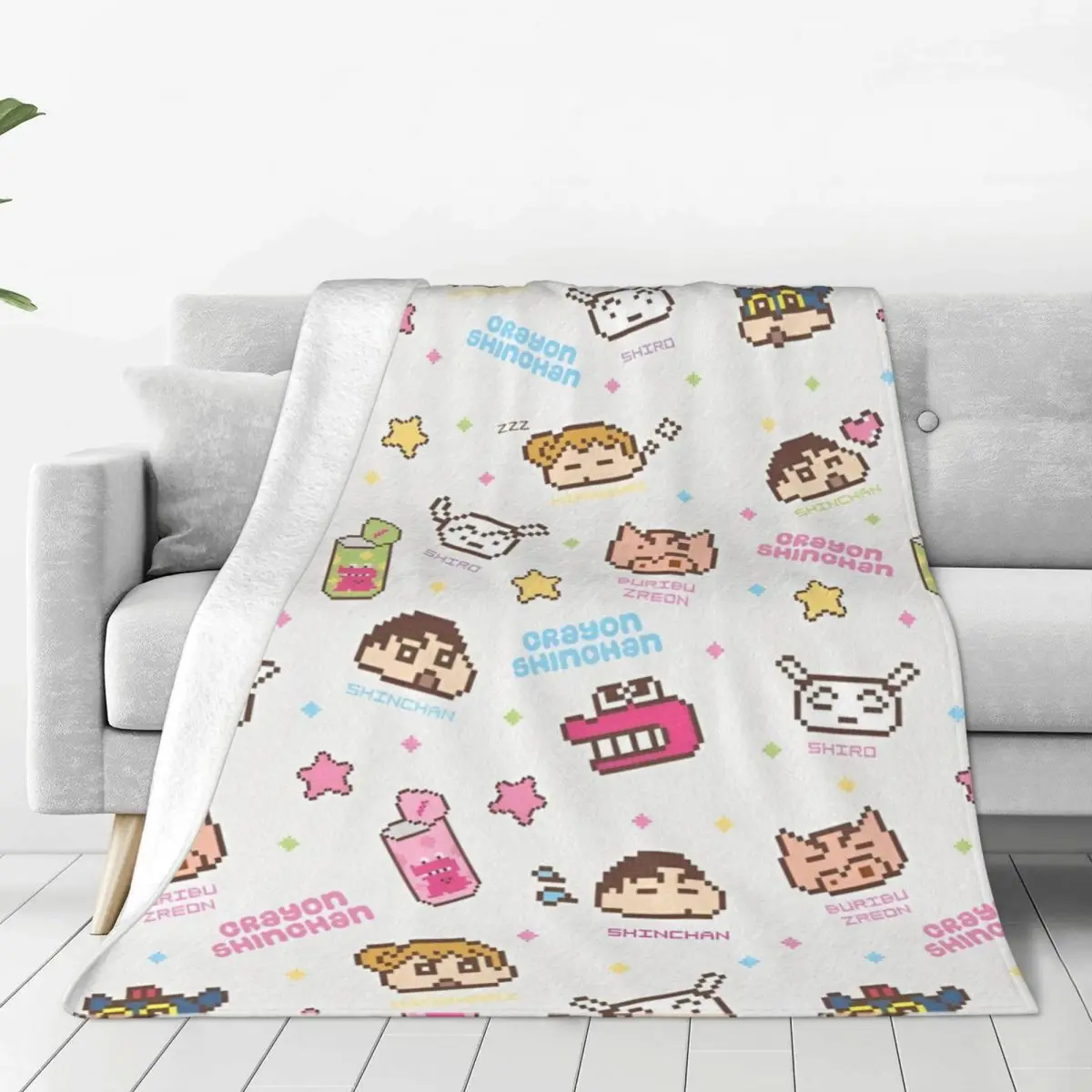 Crayon Shin-chan Himawari Flannel Throw Blanket Japanese Anime Blankets for Bedding Car Lightweight Thin Quilt