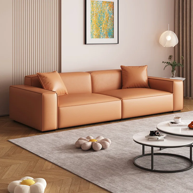 Cat scratching skin tofu sofa modern simple living room small apartment Internet celebrity straight row apartment sofa