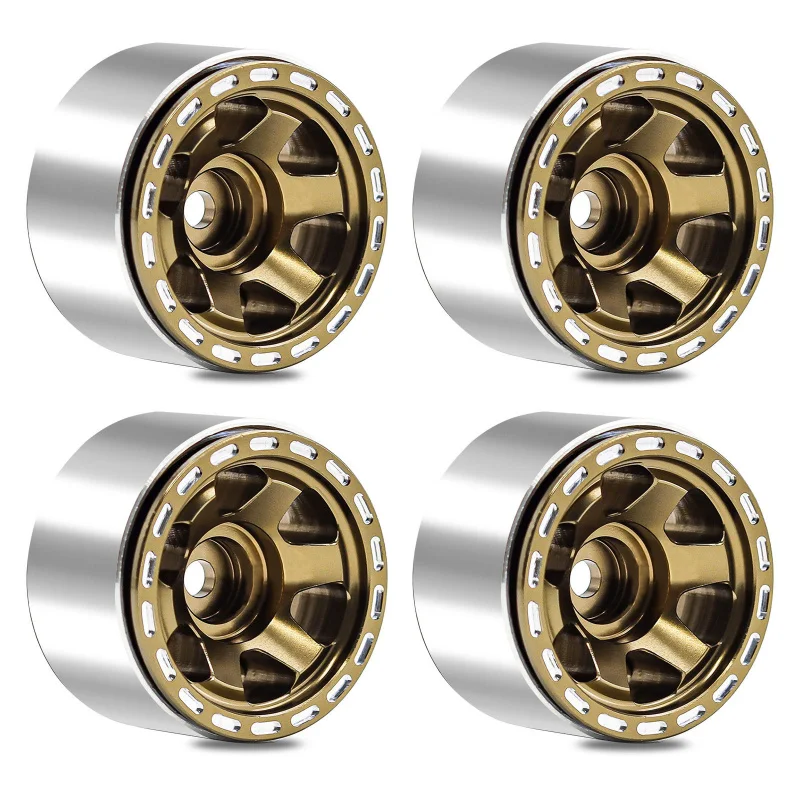 4 قطع عجلات معدنية مقاس 1.0 بوصة لزواحف SCX24/AX24/FCX24/FMS 1/24 & TRX4M 1/18 RC - برونكو/دافع/K10/F150