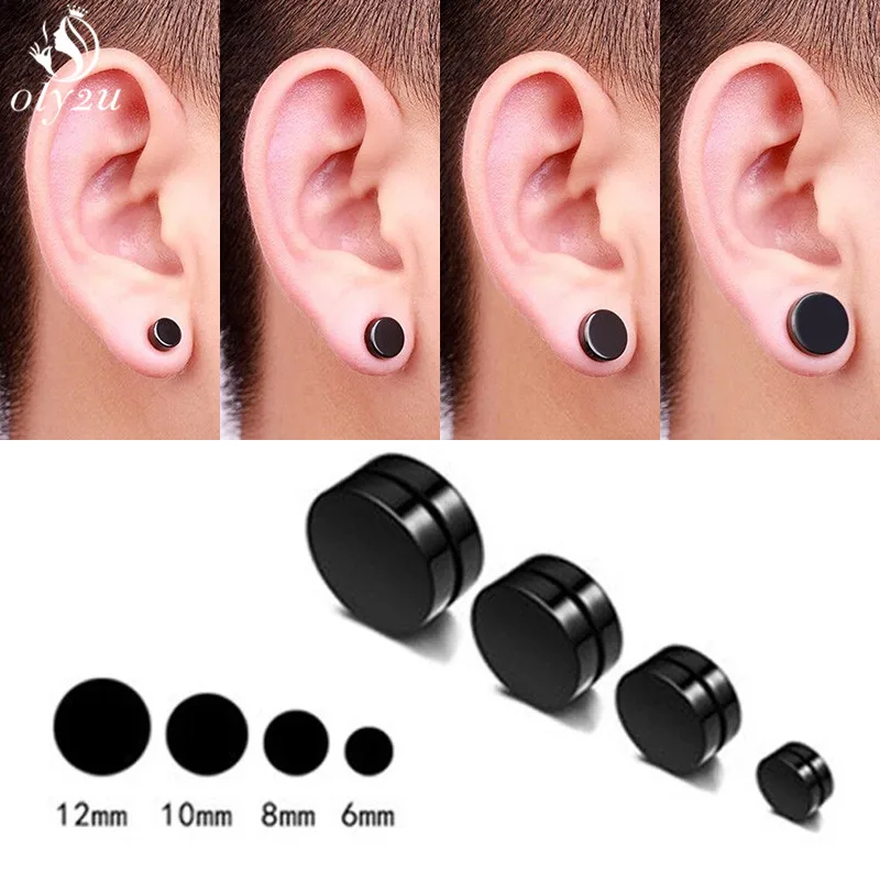 

1Pc Punk Titanium Steel Men Strong Magnet Magnetic Ear Stud Non Piercing Earrings Fake Earring Gift for Boyfriend Lover Jewelry