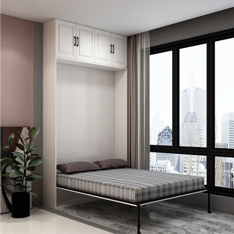 Fold-out Space Saving Balcony Study Small Wall Murphy Bed With Storage Cabinet Invisible Hidden Beds