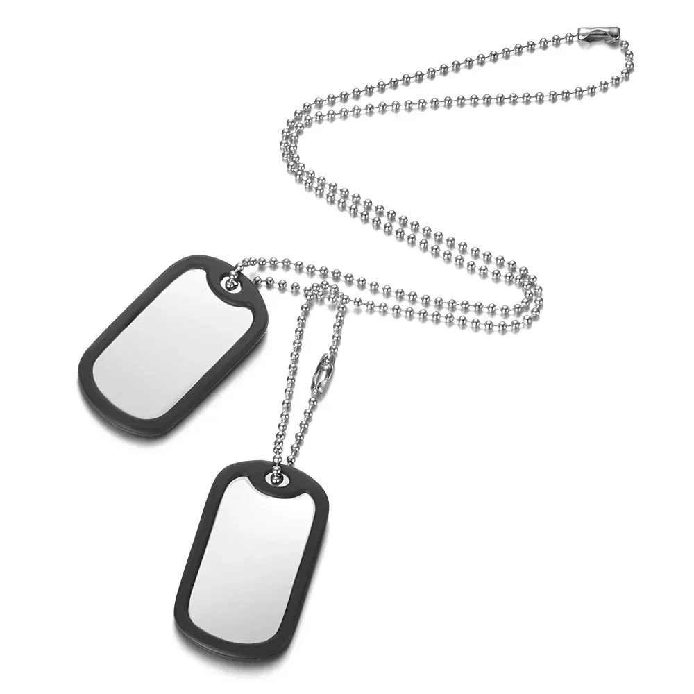 Personalized Stainless Steel Dog Army Tag Custom Engraved Name ID Photo pendants Necklace Long Chain Military Army Style Jewelry